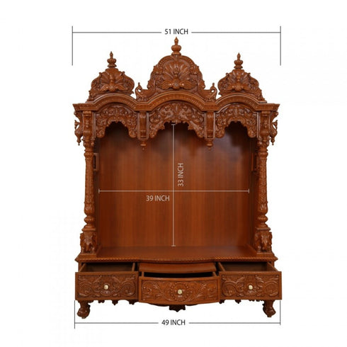 Antique Teak Wood Carved Pooja Temple